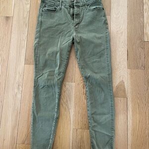 Green MOTHER Jeans - High Waisted Looker Ankle Fray